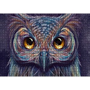 Baykuş Gözler Yakın Plan İllüstrasyon Puzzle Yapboz Mdf Ahşap 1000 Parça
