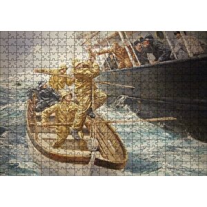 Batan Gemi Ve Filikada Görevliler Puzzle Yapboz Mdf Ahşap 500 Parça