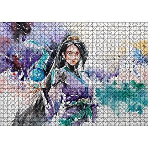 Kadın Savaşçı Suluboya Efekt Puzzle Yapboz Mdf Ahşap 1000 Parça