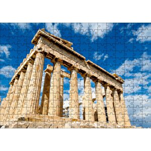 Yunanistan Tapınak Harabeleri Ve Bulutlar Puzzle Yapboz Mdf Ahşap 255 Parça