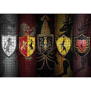 Game Of Thrones Bayrakları Görseli Puzzle Yapboz Mdf Ahşap 1000 Parça