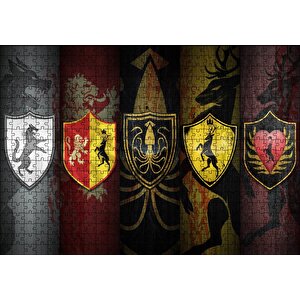 Game Of Thrones Bayrakları Görseli Puzzle Yapboz Mdf Ahşap 500 Parça