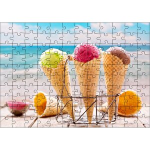 Masada Kornet Dondurmalar Flu Sahil Arka Plan Puzzle Yapboz Mdf Ahşap 120 Parça