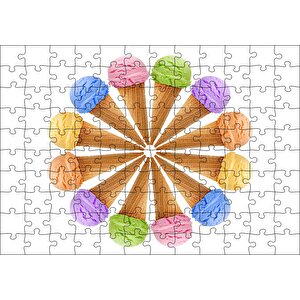 Çeşitli Kornet Dondurma Yelpazesi Puzzle Yapboz Mdf Ahşap 120 Parça