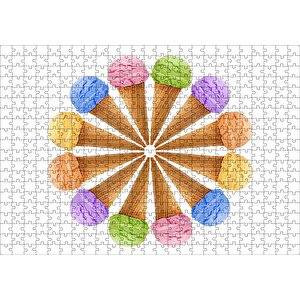 Çeşitli Kornet Dondurma Yelpazesi Puzzle Yapboz Mdf Ahşap 500 Parça
