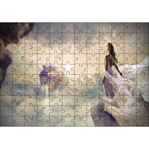 Bulutlar Üzerindeki Ülke Ve Fantastik Kadın Puzzle Yapboz Mdf Ahşap 120 Parça