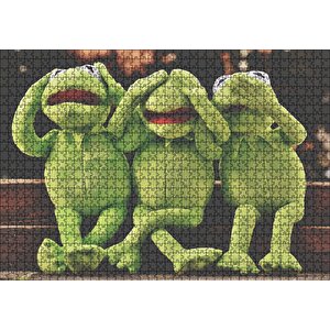 Kurbağa Kermit Görmedim Duymadım Bilmiyorum Puzzle Yapboz Mdf Ahşap 1000 Parça