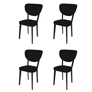 Elma Serisi Siyah Babyface Kumaş Metal Gövde Cafe,mutfak,yemek Odası, Balkon Sandalyesi 4 Adet