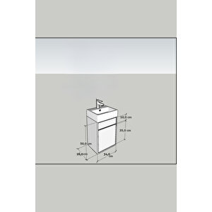 Banyo Tuvalet Mini Lavabo 26x36cm %100mdf Banyo Dolabı