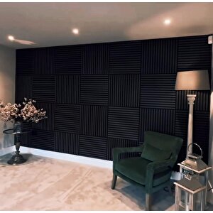 50x50cm 1 Adet Siyah Renk Akustik Panel 3mm Keçe Ve 8mm Mdflam Salon Ofis Duvar Çıtası Paneli Cide