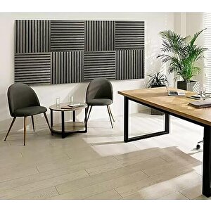 50x50cm 1 Adet Gri Renk Akustik Panel 3mm Keçe Ve 8mm Mdflam Salon Ofis Duvar Çıtası Paneli Soma
