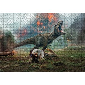 Jurassic World Kayıp Krallık T-rex Ve Yanardağ Puzzle Yapboz Mdf Ahşap 500 Parça