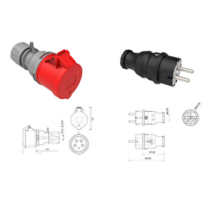 SGSTEC® Elektrikli Araç Şarj Cihazı Trifaze - Monofaze 5mt 16A Dönüştürücü Kablo