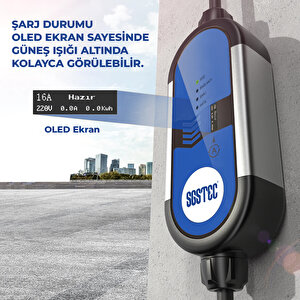 SGSTEC EV Type2 3,5kW 16A Taşınabilir Elektrikli Araç Şarj Cihazı