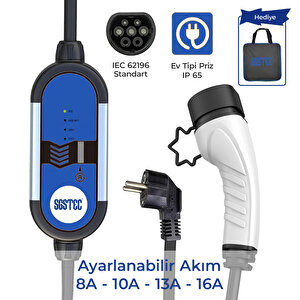 SGSTEC EV Type2 3,5kW 16A Taşınabilir Elektrikli Araç Şarj Cihazı