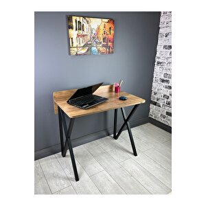 Hayal Ceviz Çalışma Masası Bilgisayar Ofis Masası Metal Siyah Ayaklı 90 Cm Ceviz
