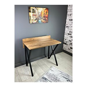 Hayal Ceviz Çalışma Masası Bilgisayar Ofis Masası Metal Siyah Ayaklı 90 Cm Ceviz