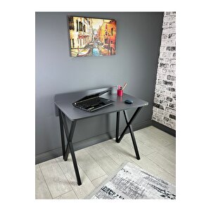 Hayal Antrasit Gri Çalışma Masası Bilgisayar Ofis Masası Metal Siyah Ayaklı 90 Cm Antrasit
