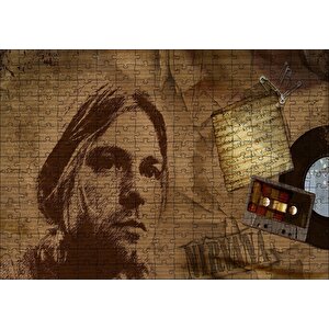 Kurt Cobain Ve Şarkı Sözleri Puzzle Yapboz Mdf Ahşap 255 Parça