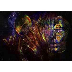 Hayal Gördüren Sanat Uzay İnsan Görseli Puzzle Yapboz Mdf Ahşap 1000 Parça