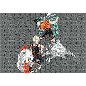 Anime Kahraman Akademi Izuku Midoriya Katsuki Bakugou Görseli Puzzle Yapboz Mdf Ahşap 255 Parça