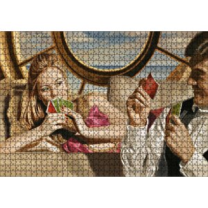 Kağıt Oynayan Çift Puzzle Yapboz Mdf Ahşap 1000 Parça