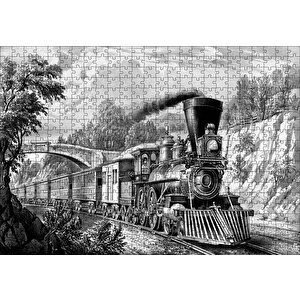 Nostaljik Kömürlü Tiren Görseli Puzzle Yapboz Mdf Ahşap 500 Parça