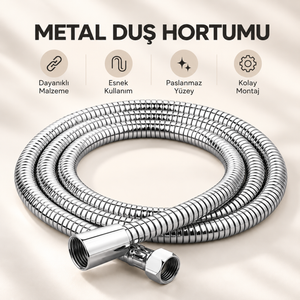 360 Dereceli Dönerli Banyo Duş Hortumu Banyo Spiral Hortumu Krom