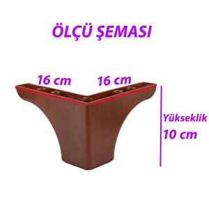 Açelya 6'lı Set 10 Cm Ceviz Mobilya Ünite Çekyat Koltuk Kanepe Ayağı 9.5 X 14.5 Cm Ayarlı M8 Destek Baza Ayak