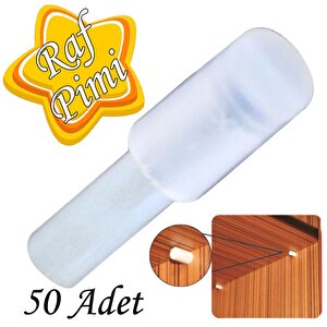 Raf Pimi Plastik Başlı Cam Tutucu Çivisi Mobilya Dolap Pimi Şeffaf (50 Adet)