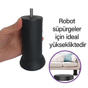 2 Adet Metal Destek Ayağı 12 Cm Siyah Mobilya Kanepe Baza Koltuk Ayakları Metrik 8 Civatalı İnce Diş