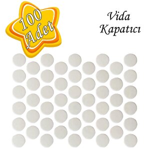 100 Adet Beyaz Vida Kapatıcı  Yapışkanlı Vida Tapası Tıpası Kapağı Vida Gizleyici