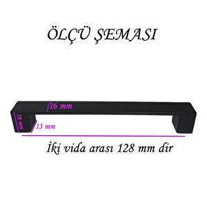 4 Adet Bihter Düz Kulp 128 Mm Siyah Mutfak Kulpu Çekmece Dolap Kapak Kulbu Metal  Mobilya Dolabı K.