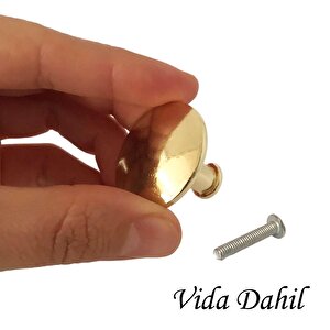 5 Adet Düz Düğme Altın Gold Kulp Mobilya Çekmece Dolap Kapak Kulbu Metal Kulp Aksesuarları Vidalı