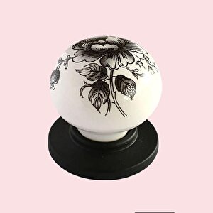 8 Adet Erguvan Gerçek Porselen Düğme Siyah-beyaz Çekmece Dolap Kapak Kulpu Kulbu Porselen Kulp