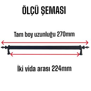 12 Adet Erciyes Kulp Siyah 224 Mm Kulp Mobilya Mutfak Dolabı Çekmece Dolap Kapak Kulpu Kulbu Metal Kulpları