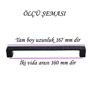 Bihter Desenli Kulp 160 Mm Siyah Mutfak Kulpu Çekmece Dolap Kapak Kulbu Metal  Mobilya Dolabı Kulpları