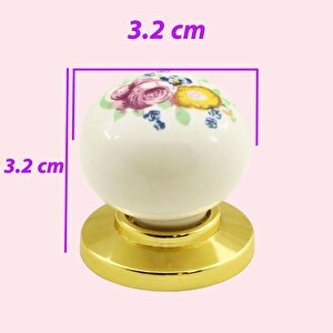 8 Adet Kardelen Gerçek Porselen Düğme Gold Altın Çekmece Dolap Kapak Kulpu Kulbu Porselen Kulp