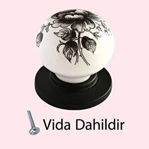 Erguvan Gerçek Porselen Düğme Siyah-beyaz Çekmece Dolap Kapak Kulpu Kulbu Porselen Kulp
