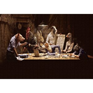 Fantastik Çiftlik Hayvan Toplantısı Görseli Puzzle Yapboz Mdf Ahşap 500 Parça