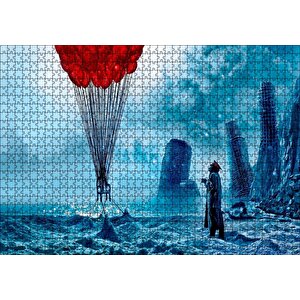 Kıyamet Sonrası Romantik Kırmızı Balonlar Puzzle Yapboz Mdf Ahşap 1000 Parça