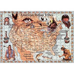 Cakapuzzle  Kansas Bölgeside Yaşayan Kızılderili Haritası Görseli Puzzle Yapboz Mdf Ahşap