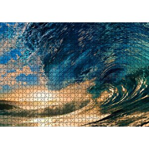 Tropikal Cennet Okyanus Sörf Dalga Güneş Işığı Puzzle Yapboz Mdf Ahşap 1000 Parça