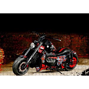 Boss Hoss Motosiklet Siyah Kırmızı Görsel Puzzle Yapboz Mdf Ahşap 500 Parça