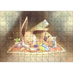 Pokemon Ailesi Rockruff Görseli Puzzle Yapboz Mdf Ahşap 120 Parça