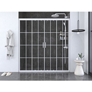 İskit Duşakabin 170 Cm 2 Sabit 2 Sürgü İki Duvar Arası Karolaj Beyaz Profil 6mm Şeffaf Kabin 170 cm