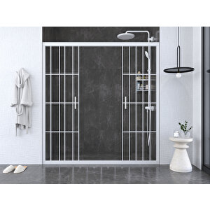 İskit Duşakabin 170 Cm 2 Sabit 2 Sürgü İki Duvar Arası Karolaj Beyaz Profil 6mm Şeffaf Kabin 170 cm