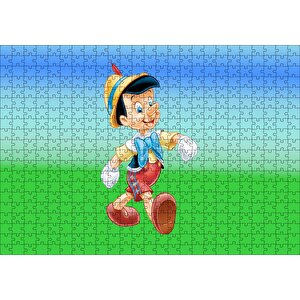 Pinokyo Yeşil Ve Mavi Arka Plan Puzzle Yapboz Mdf Ahşap 500 Parça