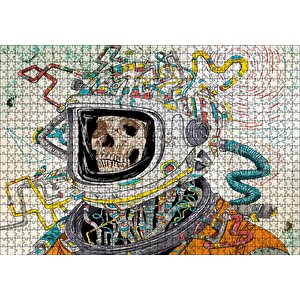 Uzay Kıyafetli Kurukafa Puzzle Yapboz Mdf Ahşap 1000 Parça