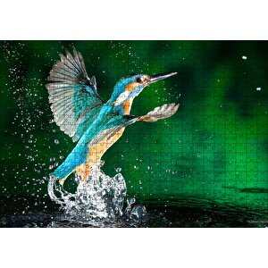 Havalanan Sinekkuşu Ve Su Damlacıkları Puzzle Yapboz Mdf Ahşap 500 Parça